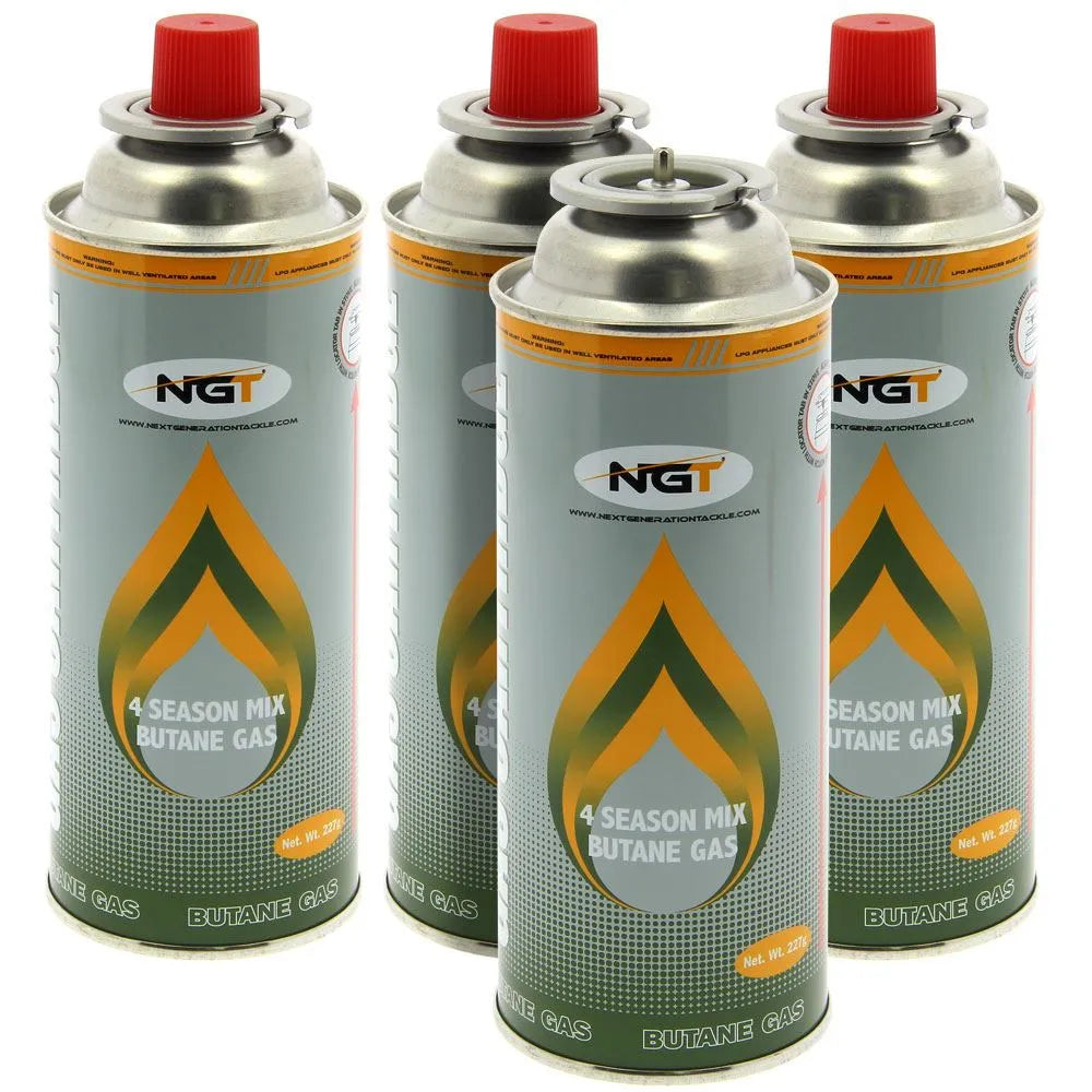 NGT 227g (4 Pack) Butane Gas Canisters. NOT AVAILABLE FOR DELIVERY OUTSIDE OF THE UK.